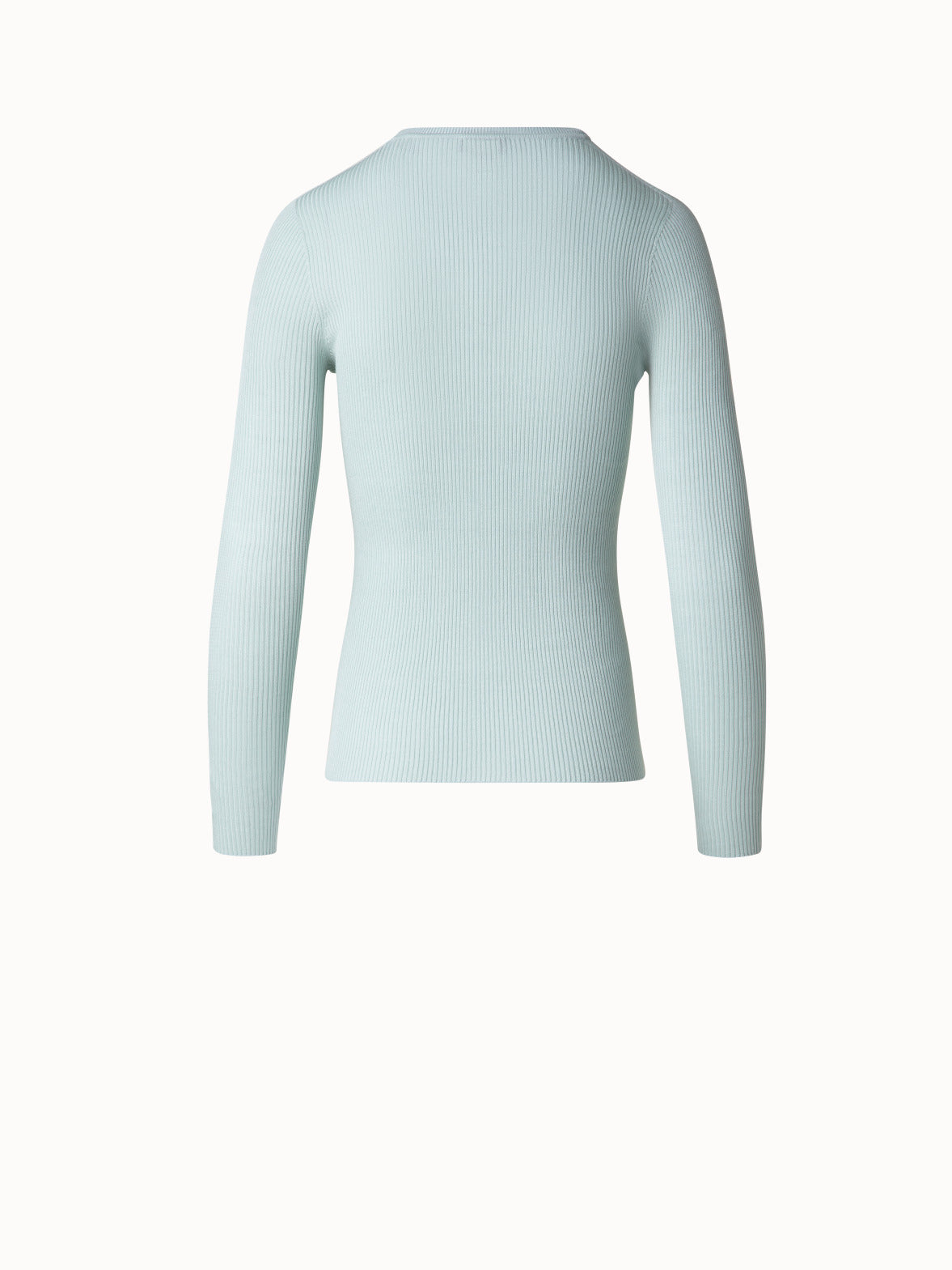 Seamless Crew Neck Sweater in Silk Cotton Rib Knit - pastel - blue