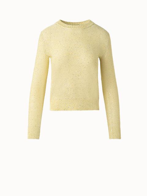 Knit Sweater in Linen Cotton with Micro Sequins