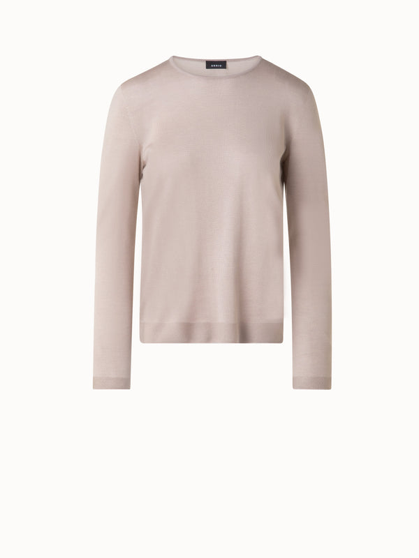 Seamless Crew Neck Sweater in Cashmere Silk - neutral - pastel - beige