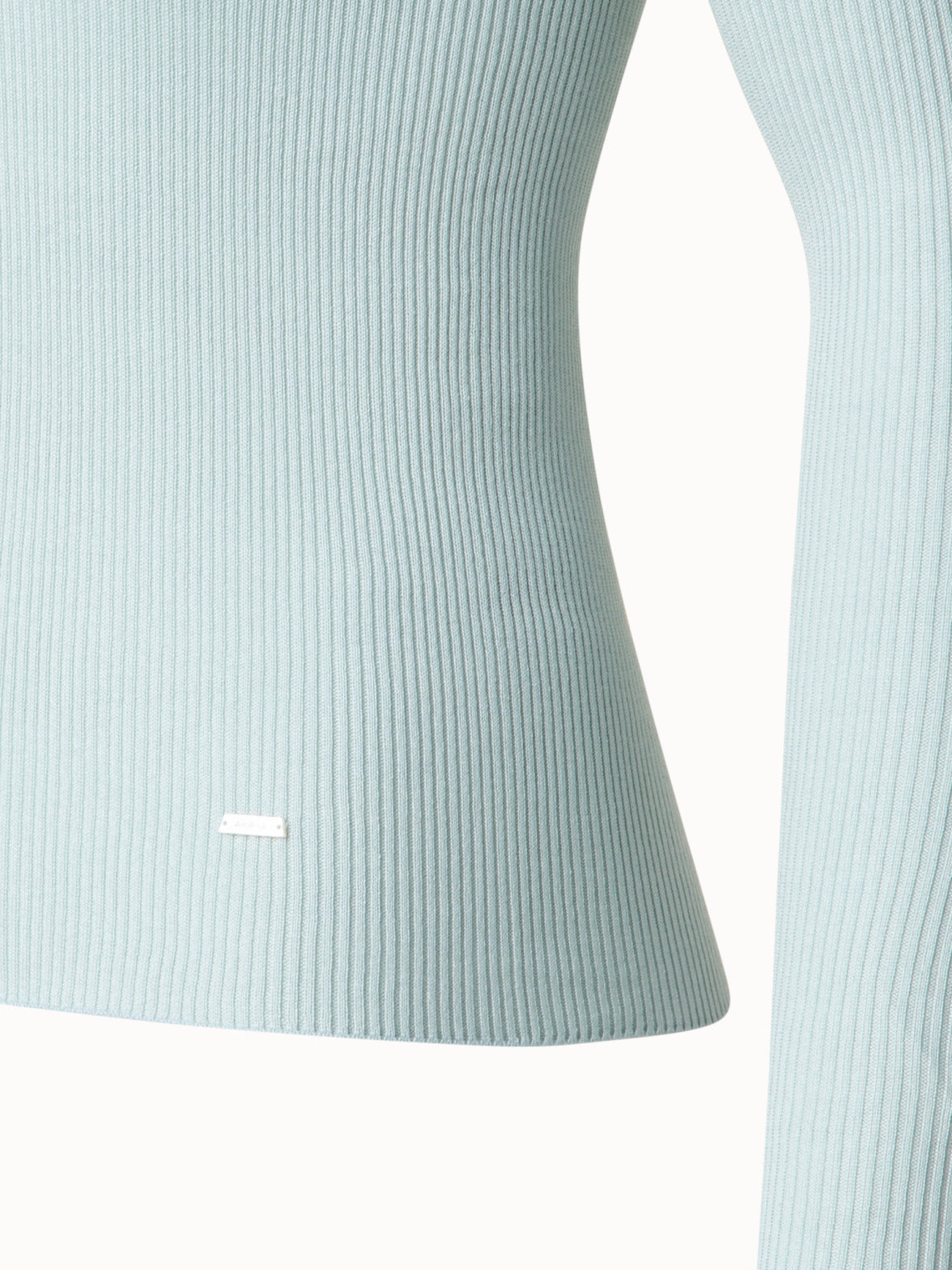 Seamless Crew Neck Sweater in Silk Cotton Rib Knit - pastel - blue