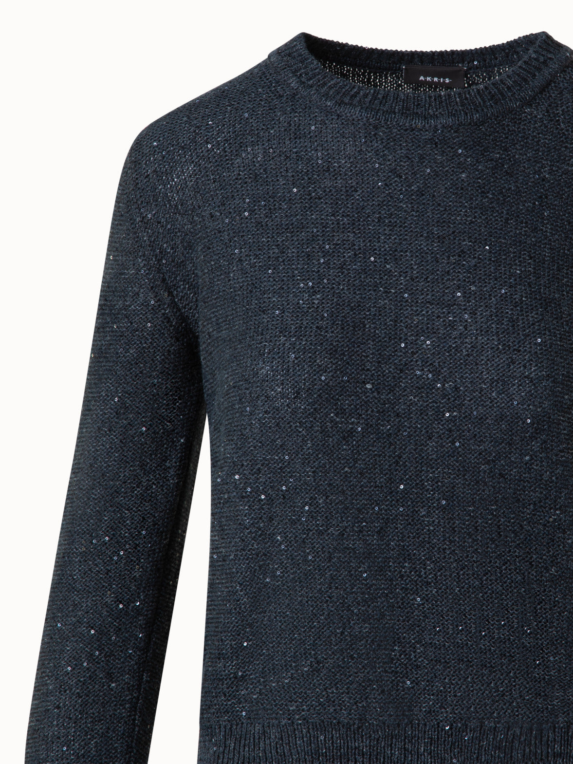 Knit Sweater in Linen Cotton with Micro Sequins - grey