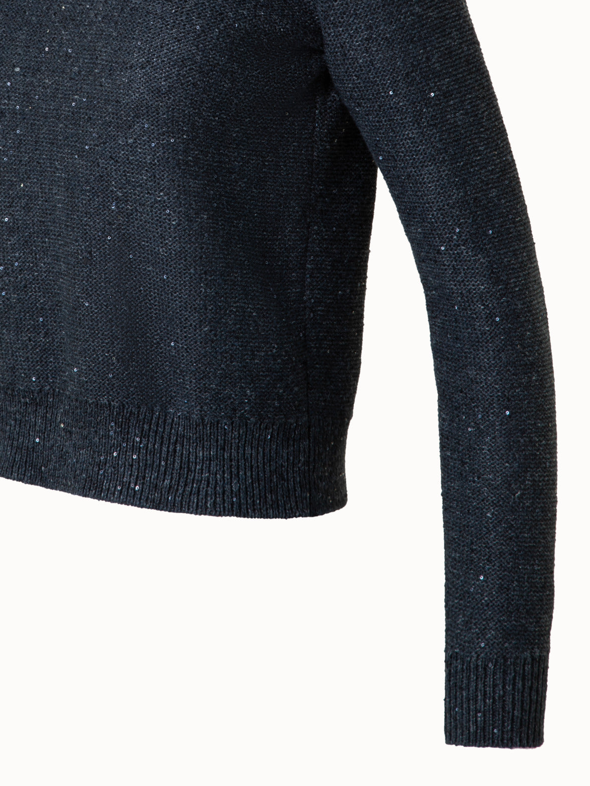 Knit Sweater in Linen Cotton with Micro Sequins - grey