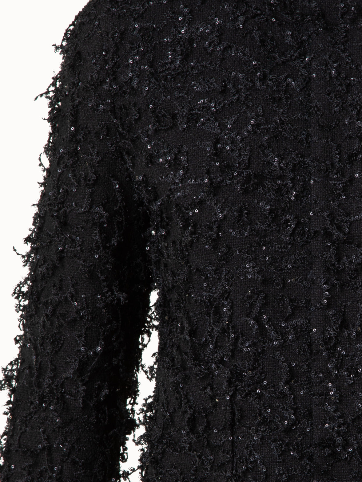 Short Jacket with Micro Sequins Fringed Bouclé - black
