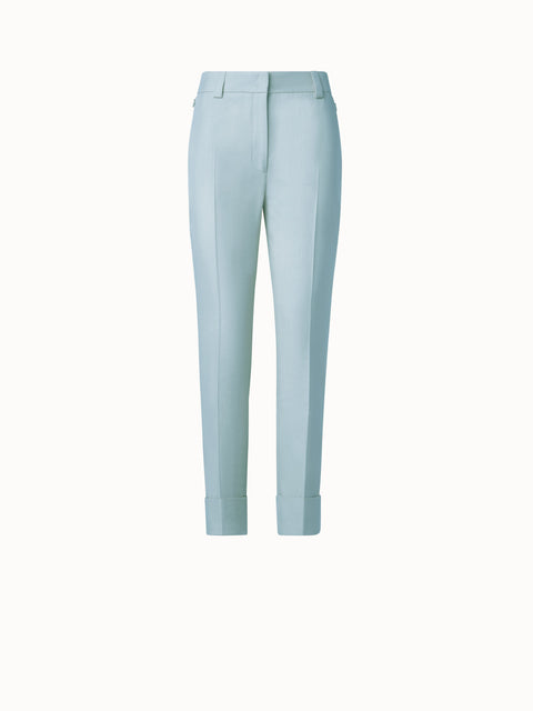 Cuffed Tapered Pants in Cotton Silk Double-Face