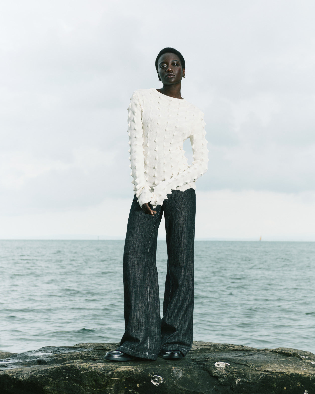 Sweater with 3D Sail Look - neutral - ecru - white