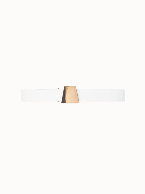 Leather Belt with Gold Trapezoid Buckle