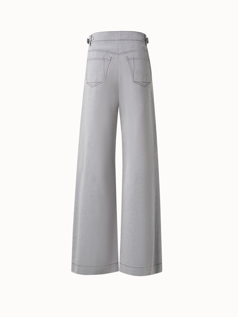 Wide Cotton Stretch Denim Pants