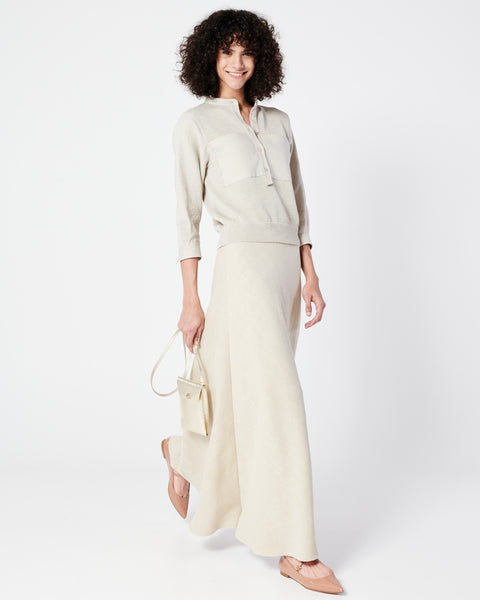 Flared A-line Midi Skirt in Linen