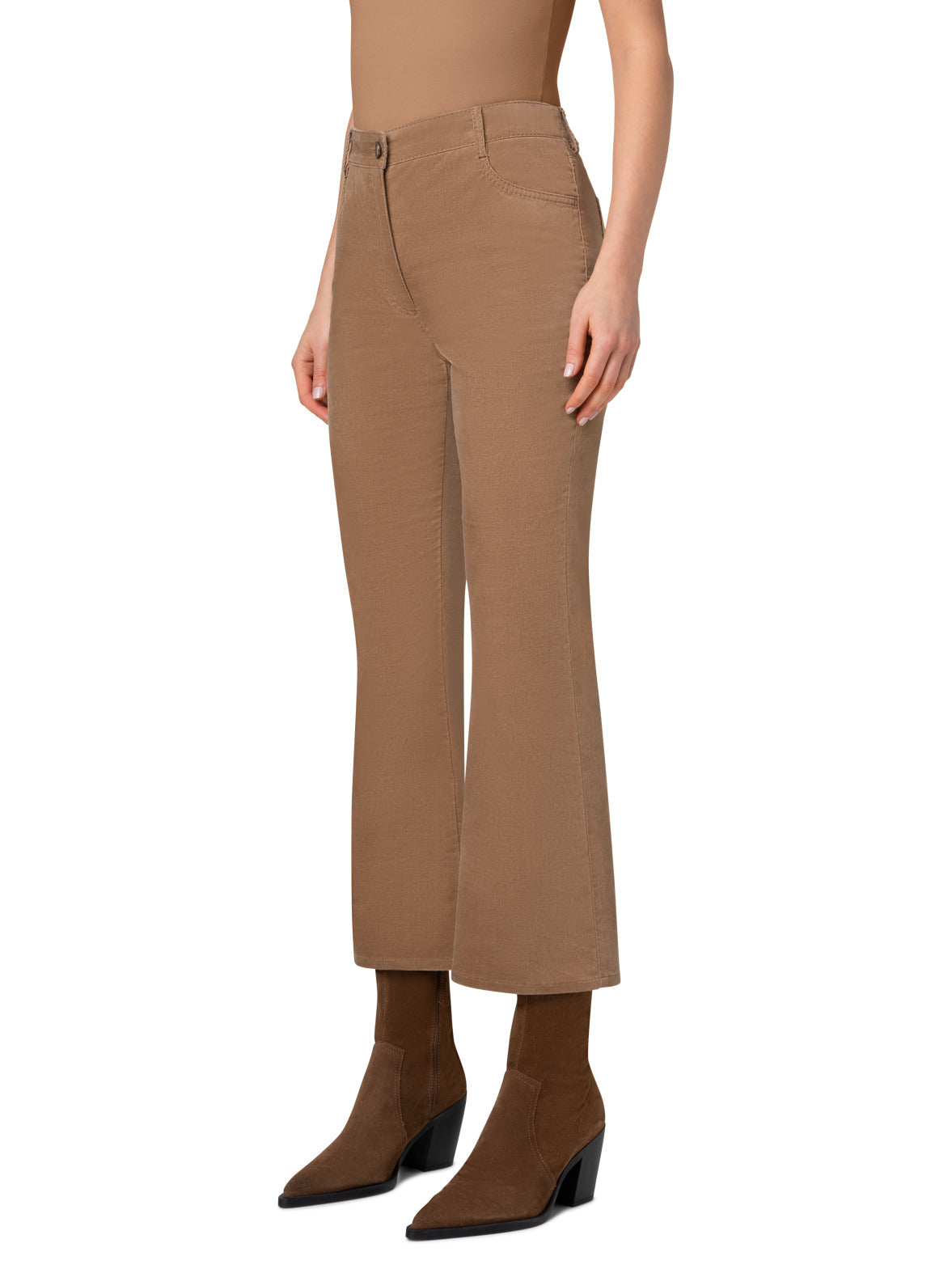 Cropped Bootcut Cotton Velvet Pants