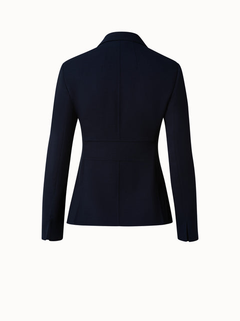 Wool Double-Face Blazer with Leather Collar