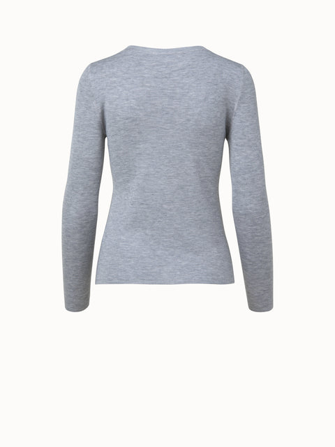 Cashmere Silk Fitted Scoop Neck Pullover