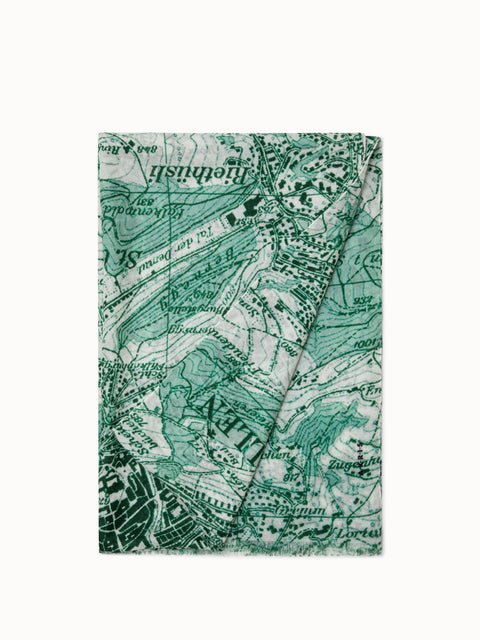 Cashmere Silk St. Gallen Map Print Scarf