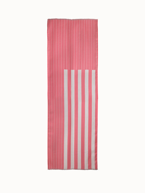 Cashmere Silk Scarf with Screen Stripes Print