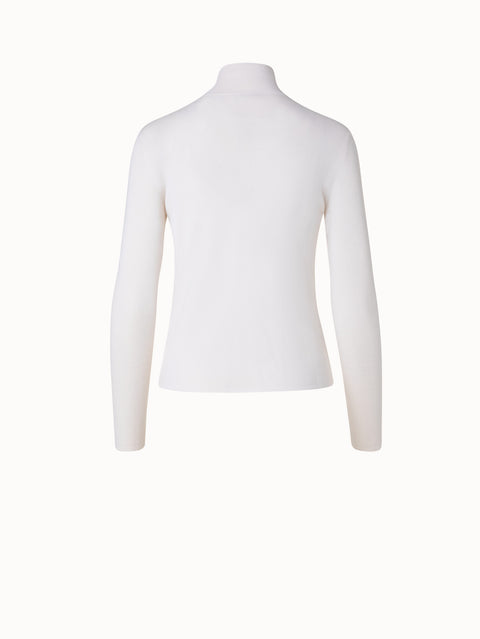 Mock Neck Knit Pullover in Cashmere and Silk