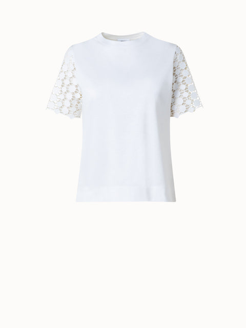 T-Shirt with Kaleidoscope Dot Embroidery Sleeves