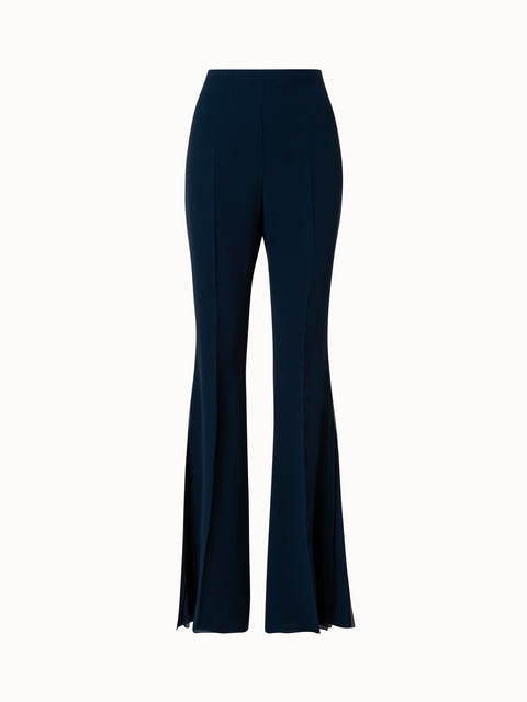 Double-Layer Silk Georgette Bootcut Pants with Slits