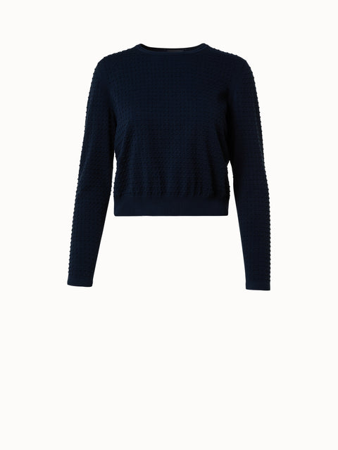 Cotton Stretch 3D Square Knit Pullover