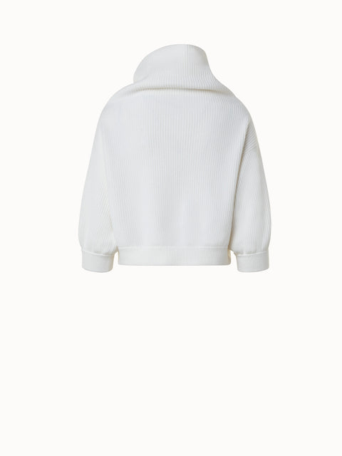 Boxy Ribbed Knit Cashmere Pullover