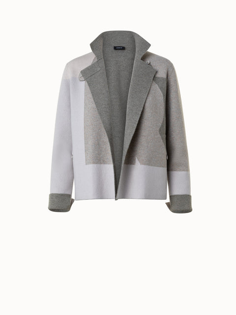 Reversible Cashmere Knit Composed Letters Intarsia Double-Face Jacket
