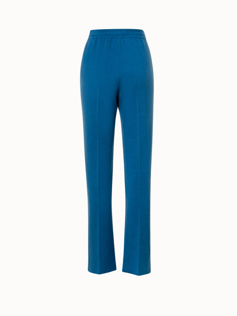 Wool Silk Stretch Straight Leg Knit Pants