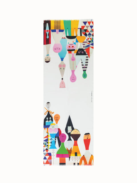 Scarf in Cashmere and Silk with Wooden Dolls Print