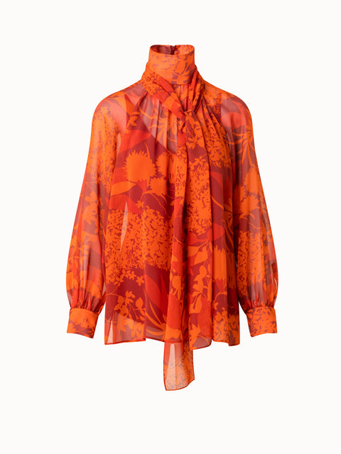 Silk Georgette Blouse with Abraham Flower Print