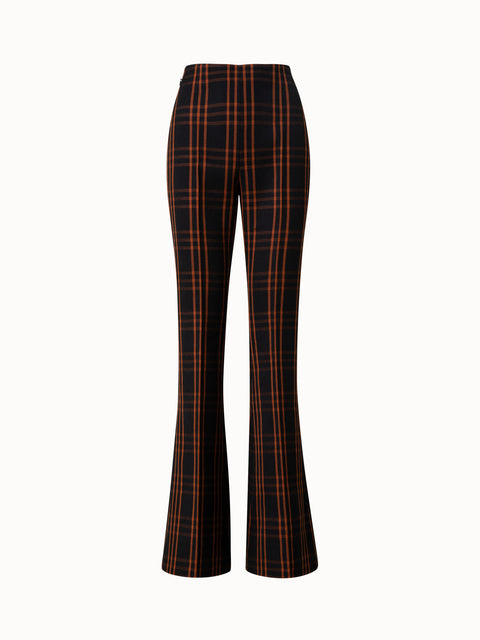 Wool Double-Weave Bootcut Pants with Window Pane Check