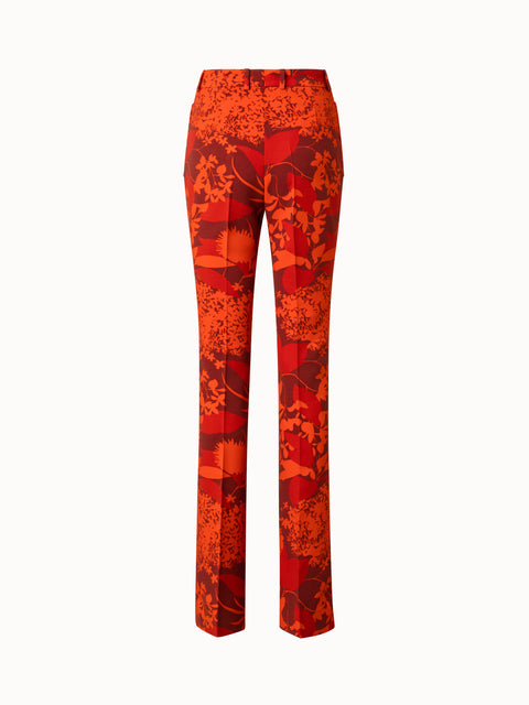 Wool Stretch Double-Face Bootcut Pants with Abraham Flower Print