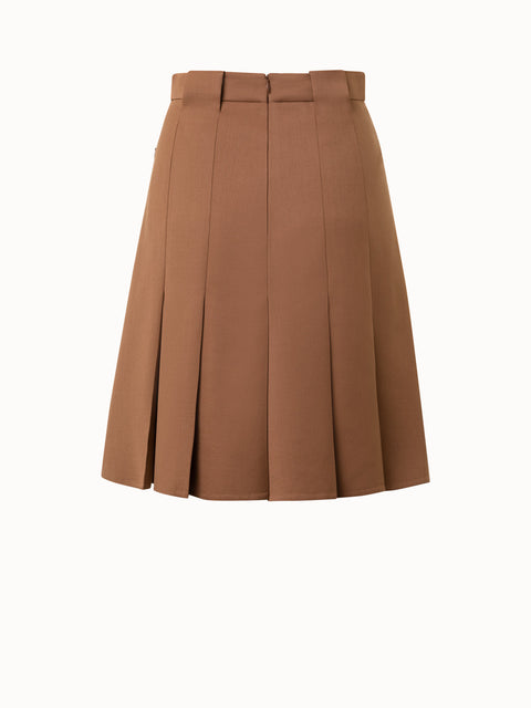 Wool Double-Face Pleated Short Skirt