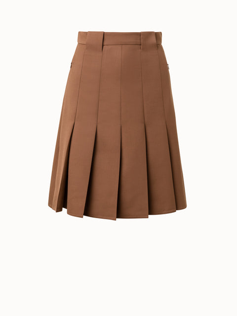 Wool Double-Face Pleated Short Skirt