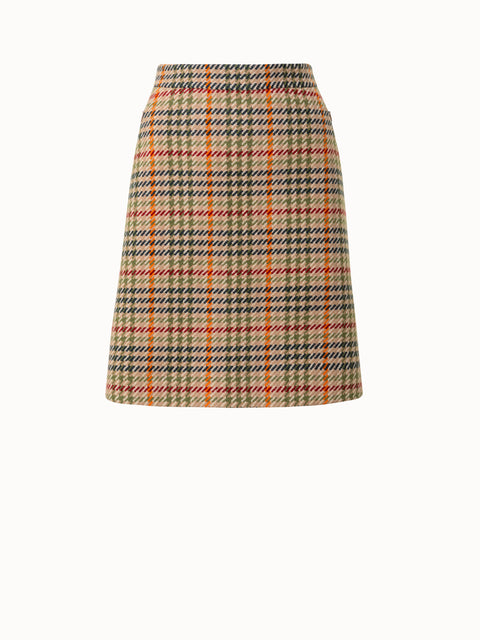 Checked Wool Short Skirt