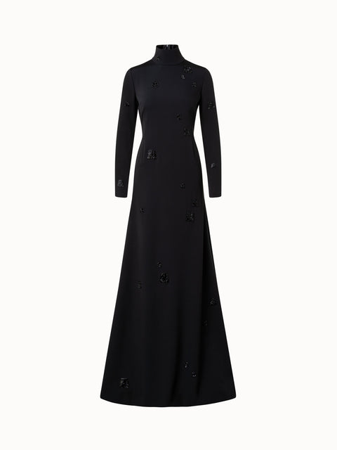 Silk Crêpe Gown with Swarovski Trapezoid Embellishment