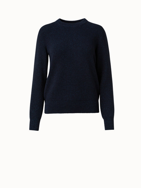 Cashmere Lurex Ribbed Knit Pullover