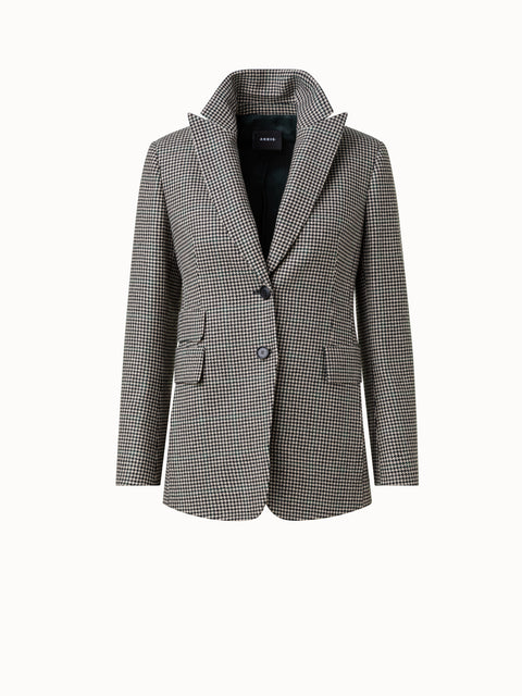 Cashmere Jacket with Small Houndstooth Pattern
