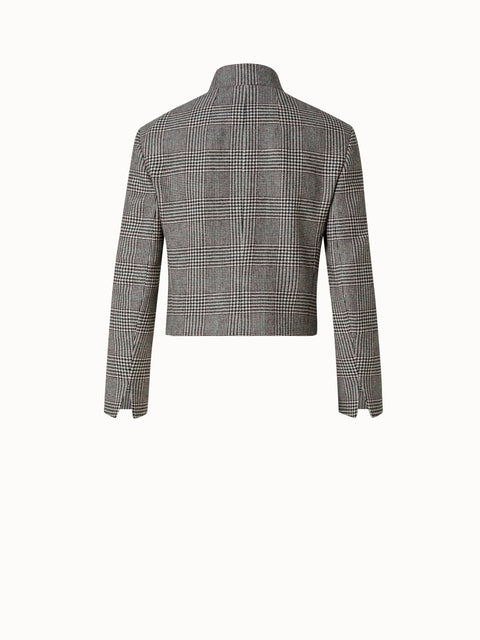 Cashmere Short Jacket with Prince of Wales Check
