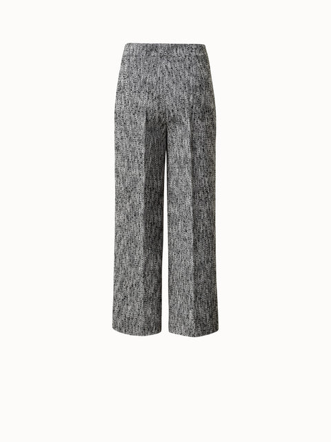 Cotton Blend Tweed Cropped Wide Leg Pants