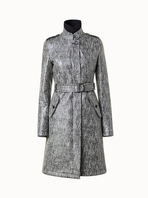 Lacquered Tweed Coat with Removable Insert