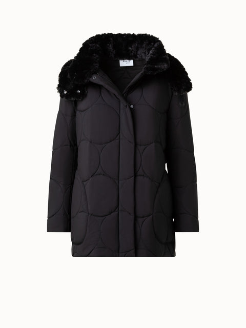 Quilted XL Dot Parka with Detachable Hood