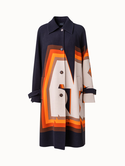Wool Coat with Superimposed Letters Print
