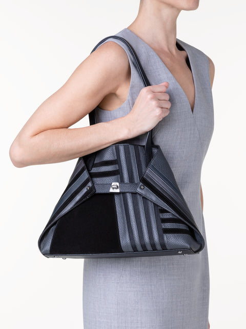 Small Ai Shoulder Bag in Zig Zag Trapezoid Leather Patchwork