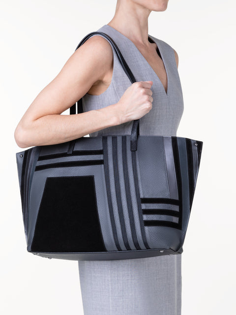 Medium Ai Shoulder Bag in Zig Zag Trapezoid Leather Patchwork