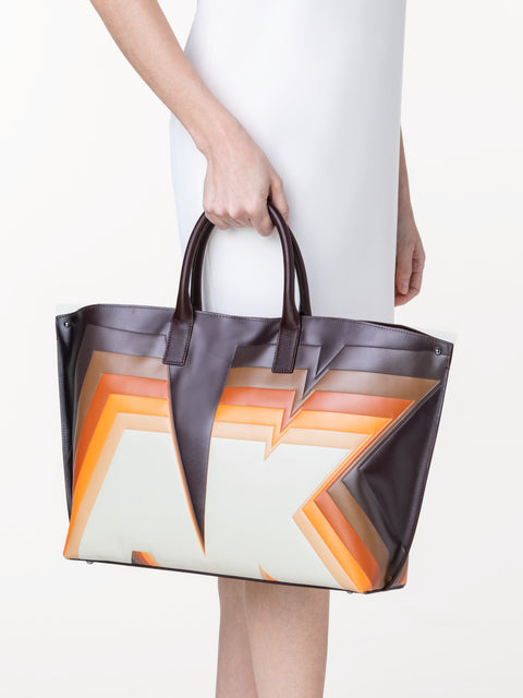 Medium Ai Top Handle Bag in Leather with 3D Superimposed Letters Print