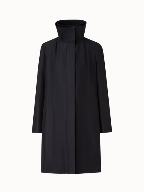 Double-Layered Wool Coat with Detachable Silk Layer