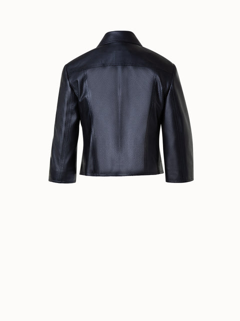 Perforated Pin Dot Nappa Leather Biker Jacket