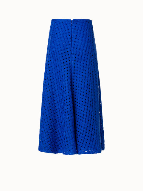 Midi Skirt in Checkered Grid Embroidery