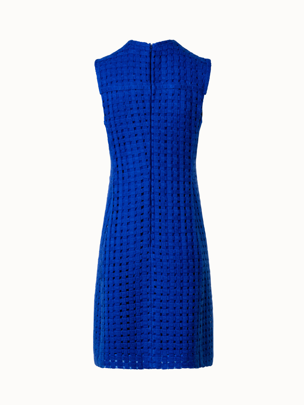 Sheath Dress in Grid Embroidery - blue