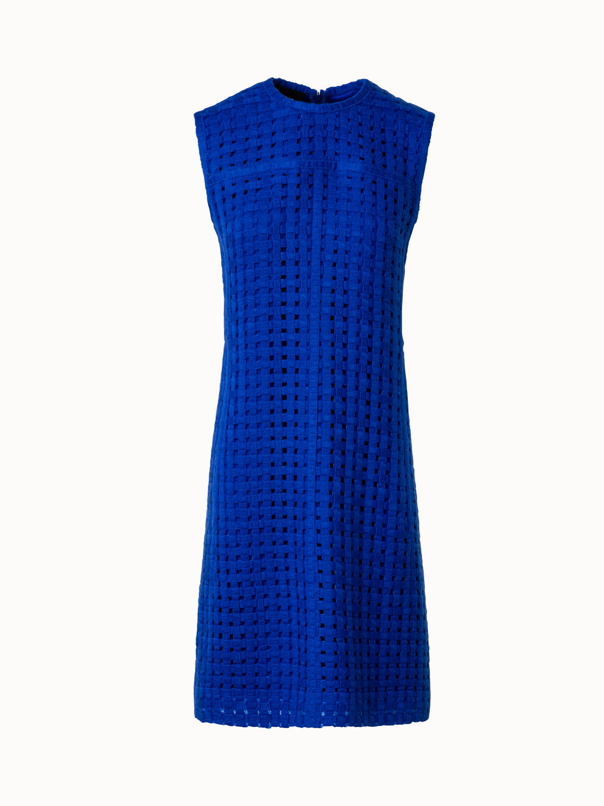 Sheath Dress in Grid Embroidery - blue