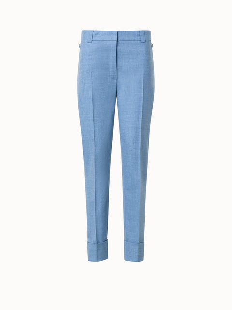 Tapered Wool Stretch Cropped Pants