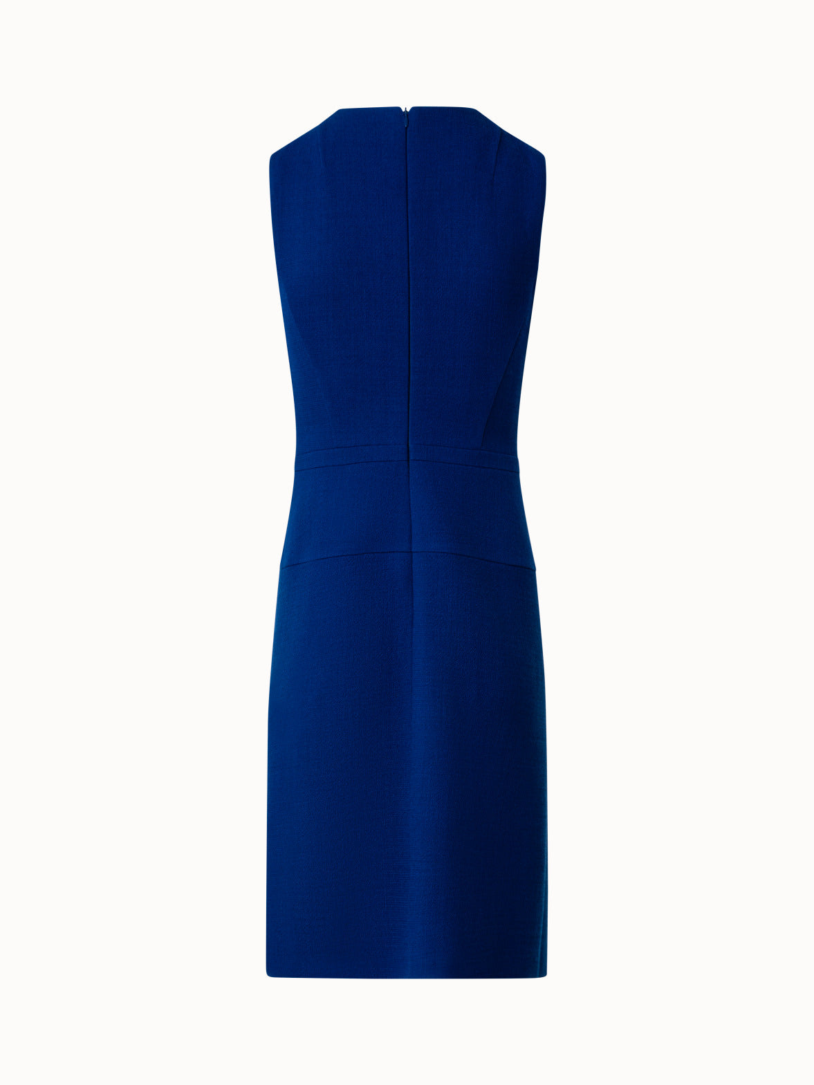 Wool Crêpe Double-Face Sheath Dress with A-Line Skirt - blue