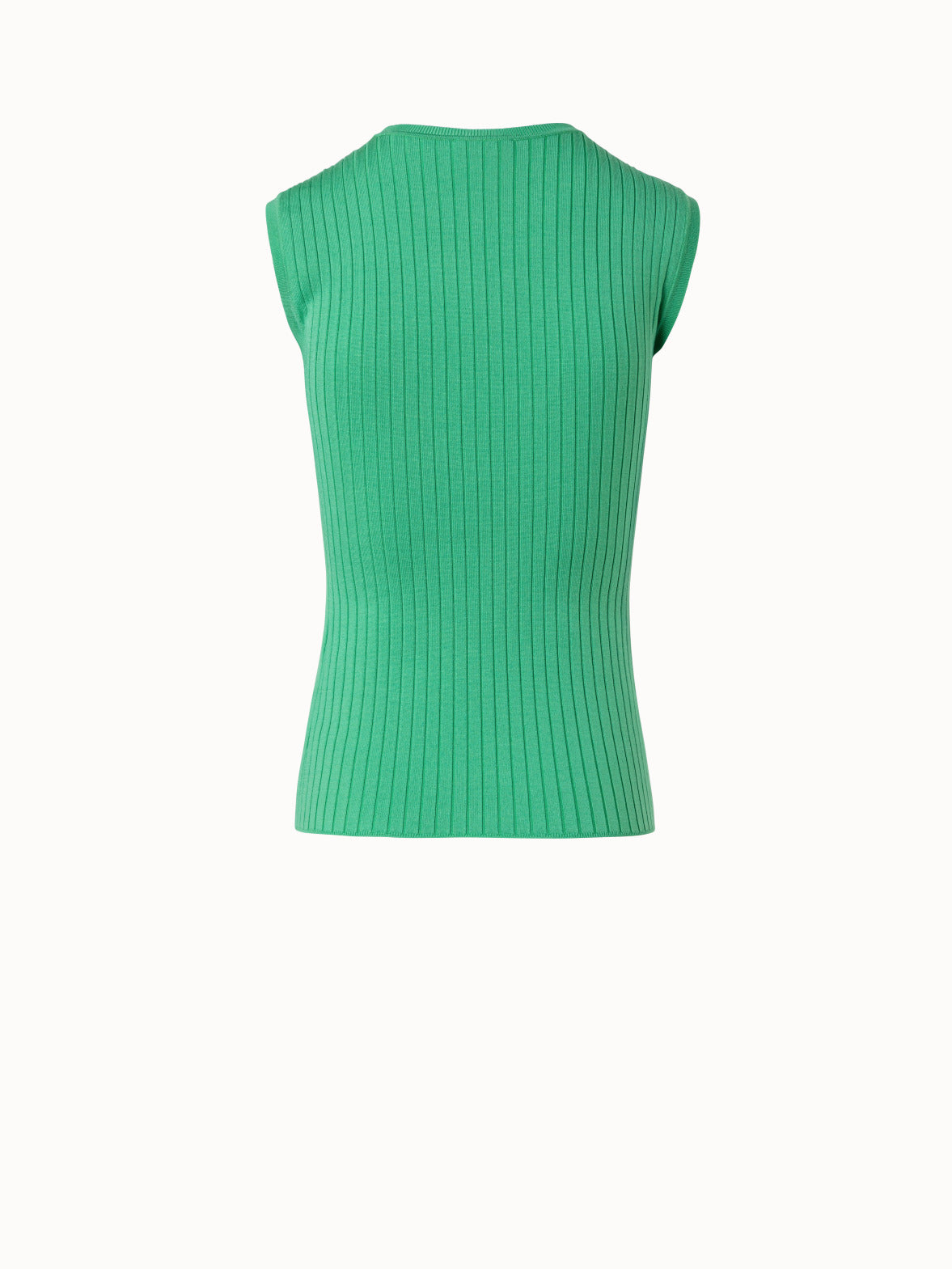 Silk Cotton Stretch Ribbed Fine Knit Top - green